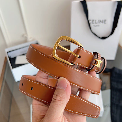 CELINE 26S BELT 25 MM IN BROWN CALFSKIN 669846
