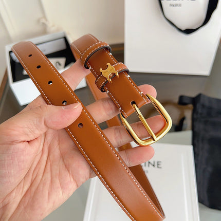 CELINE 26S BELT 25 MM IN BROWN CALFSKIN 669846