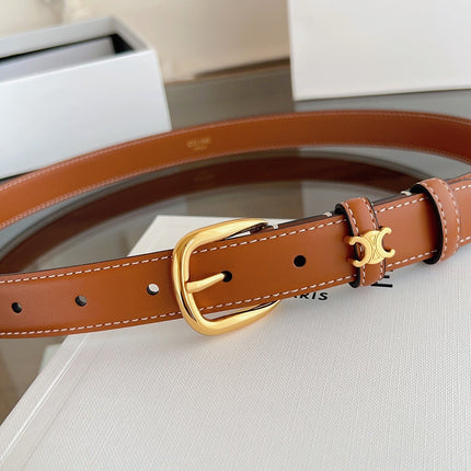 CELINE 26S BELT 25 MM IN BROWN CALFSKIN 669846