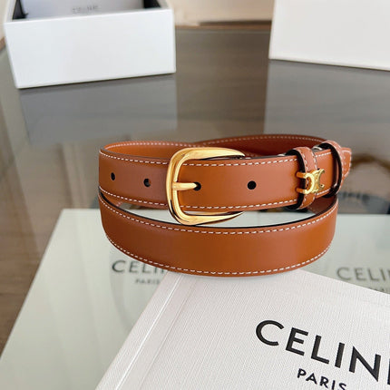 CELINE 26S BELT 25 MM IN BROWN CALFSKIN 669846