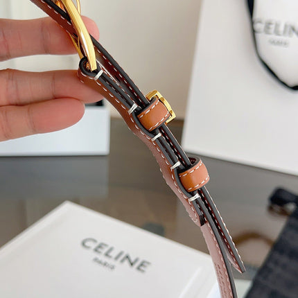 CELINE 26S BELT 25 MM IN BROWN CALFSKIN 669846