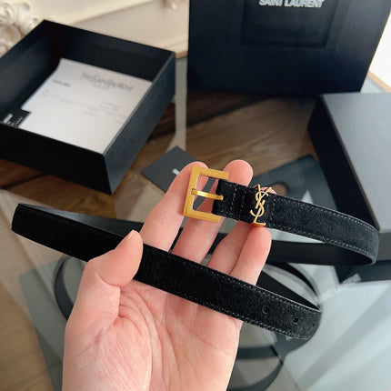 YSL 25S BELT 20 MM IN BLACK SUEDE 616309