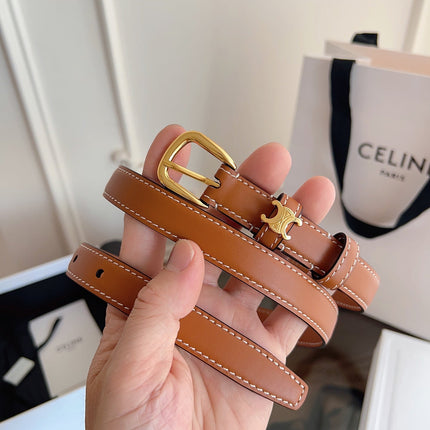 CELINE 26S BELT 18 MM IN BROWN CALFSKIN 658524