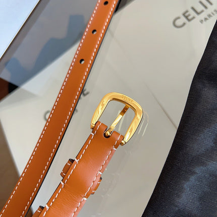 CELINE 26S BELT 18 MM IN BROWN CALFSKIN 658524
