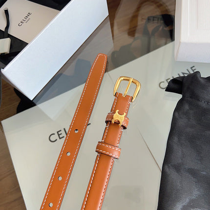 CELINE 26S BELT 18 MM IN BROWN CALFSKIN 658524
