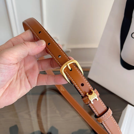 CELINE 26S BELT 18 MM IN BROWN CALFSKIN 658524