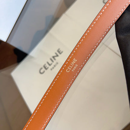 CELINE 26S BELT 18 MM IN BROWN CALFSKIN 658524