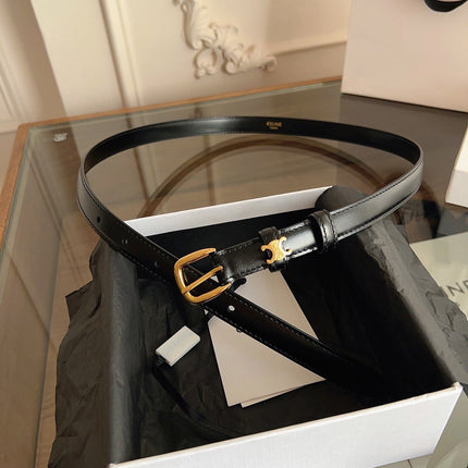 CELINE 26S BELT 18 MM IN BLACK CALFSKIN 658527