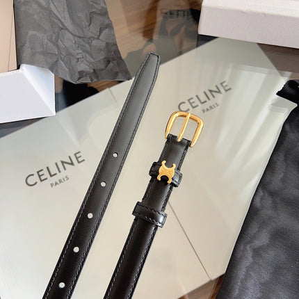 CELINE 26S BELT 18 MM IN BLACK CALFSKIN 658527