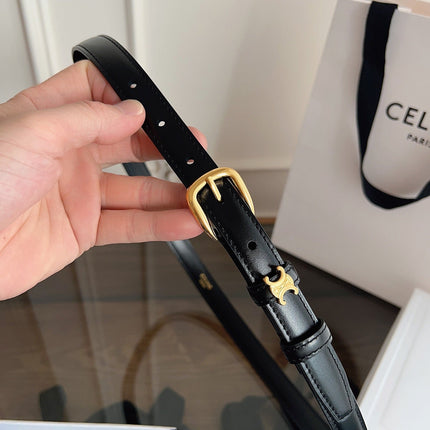 CELINE 26S BELT 18 MM IN BLACK CALFSKIN 658527