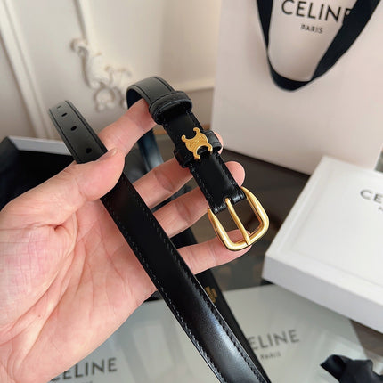 CELINE 26S BELT 18 MM IN BLACK CALFSKIN 658527