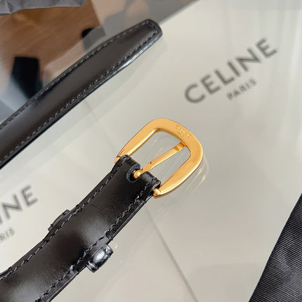 CELINE 26S BELT 18 MM IN BLACK CALFSKIN 658527