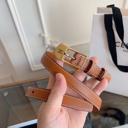CELINE 26S BELT 18 MM IN BROWN CALFSKIN 658528