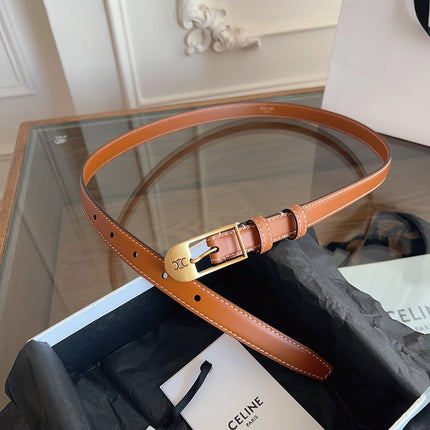 CELINE 26S BELT 18 MM IN BROWN CALFSKIN 658528