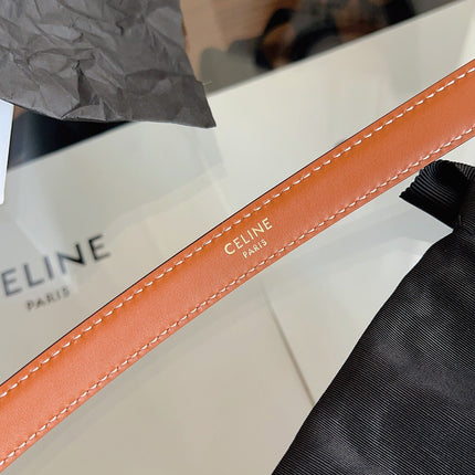 CELINE 26S BELT 18 MM IN BROWN CALFSKIN 658528