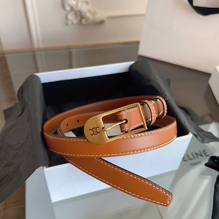 CELINE 26S BELT 18 MM IN BROWN CALFSKIN 658528