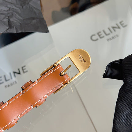 CELINE 26S BELT 18 MM IN BROWN CALFSKIN 658528