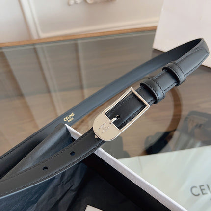 CELINE 26S BELT 18 MM IN BLACK CALFSKIN 658530