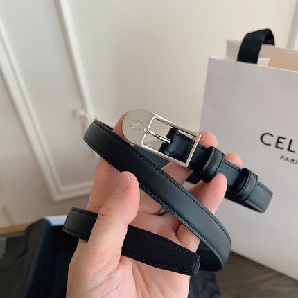 CELINE 26S BELT 18 MM IN BLACK CALFSKIN 658530