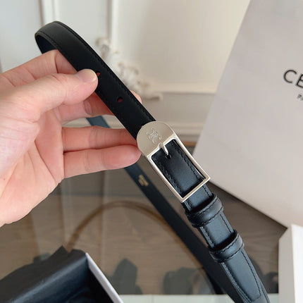 CELINE 26S BELT 18 MM IN BLACK CALFSKIN 658530
