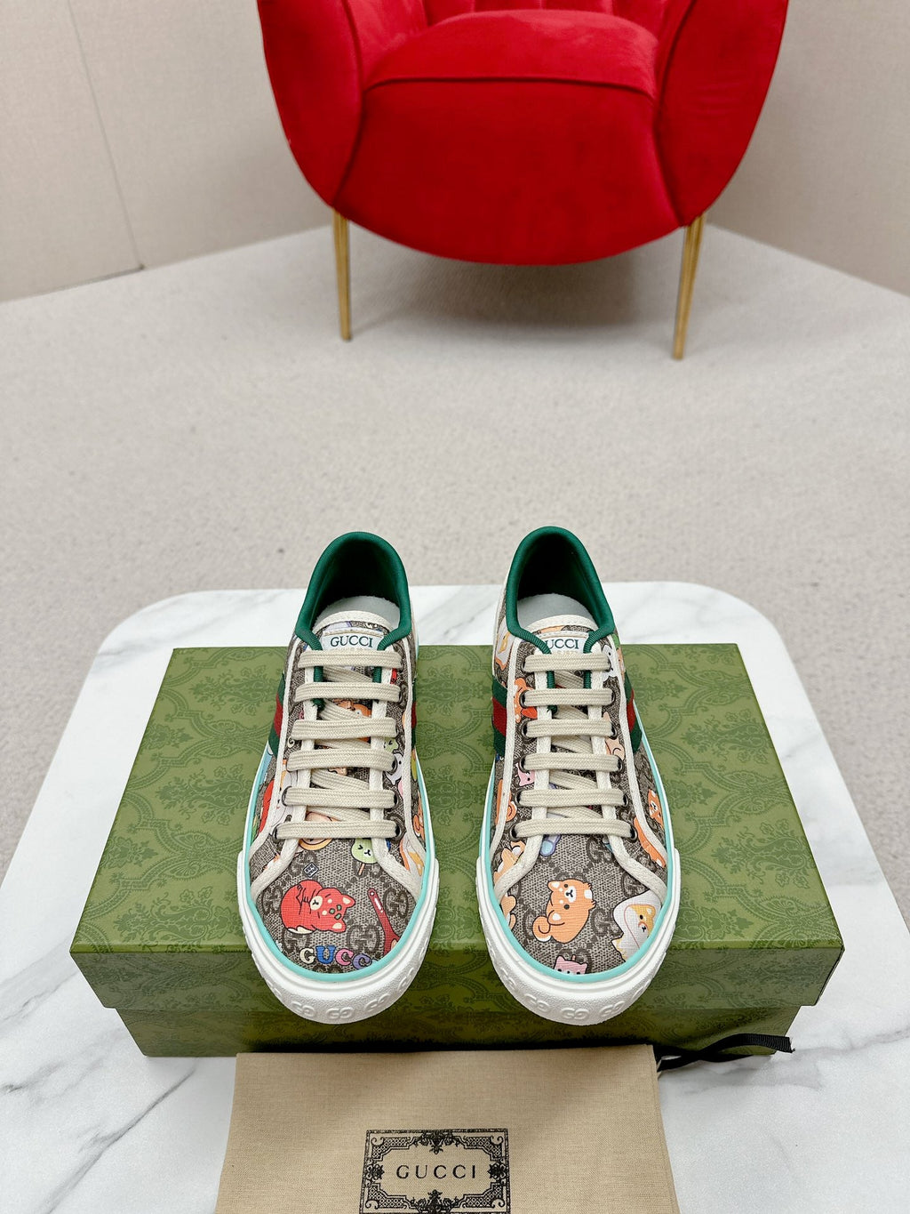 GUCCI 26S LOW TOP SNEAKERS IN MULTICOLOR CANVAS STYLE 24