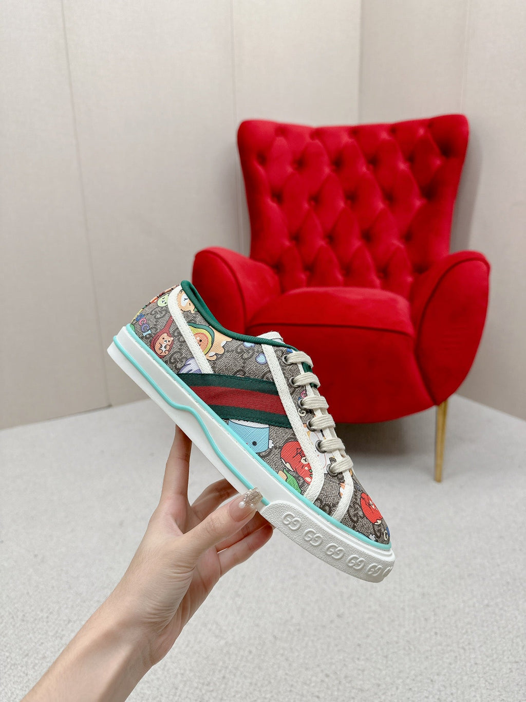 GUCCI 26S LOW TOP SNEAKERS IN MULTICOLOR CANVAS STYLE 24