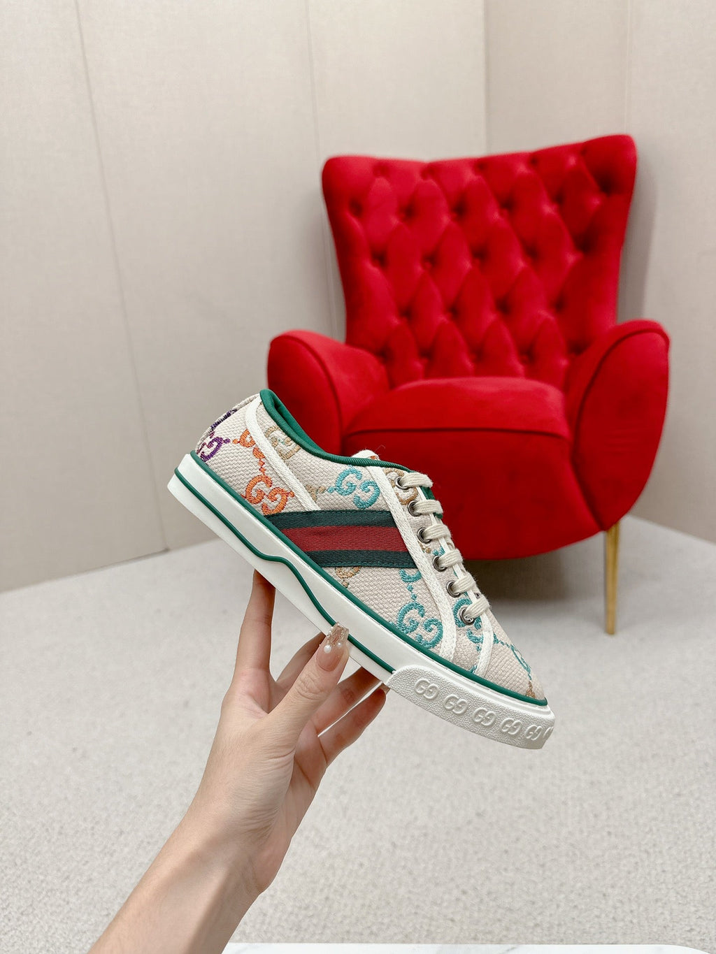 GUCCI 26S LOW TOP SNEAKERS IN MULTICOLOR CANVAS STYLE 07
