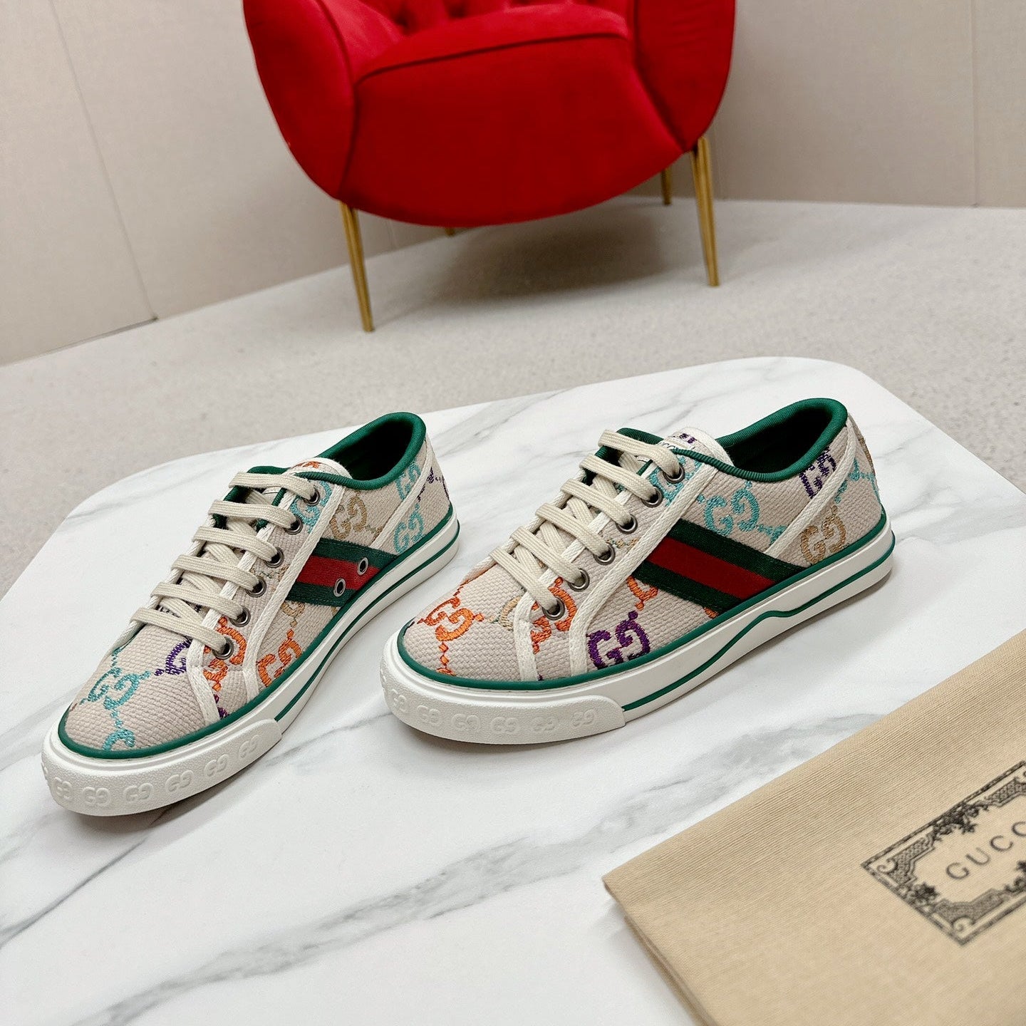 GUCCI 26S LOW TOP SNEAKERS IN MULTICOLOR CANVAS STYLE 07