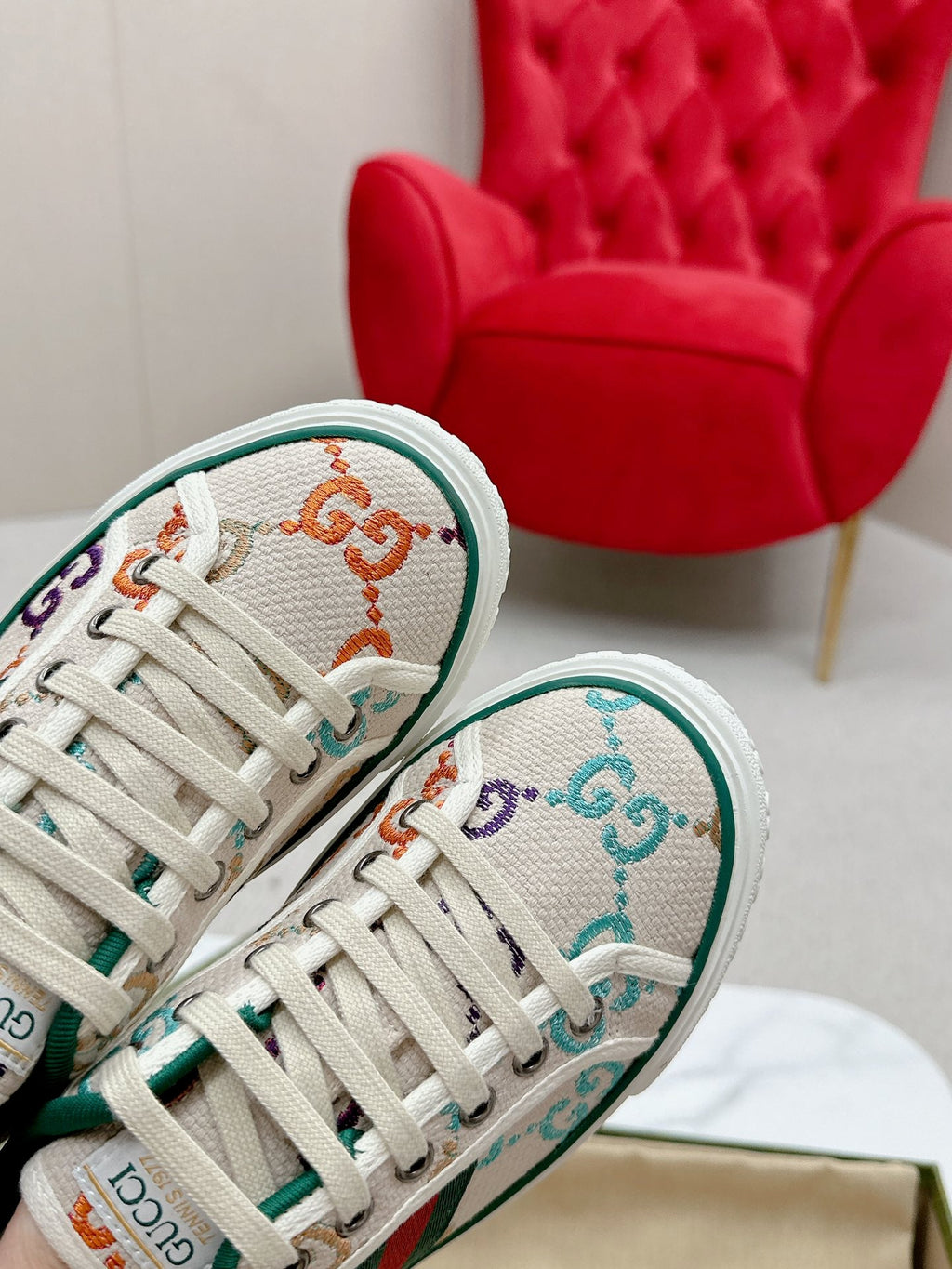 GUCCI 26S LOW TOP SNEAKERS IN MULTICOLOR CANVAS STYLE 07