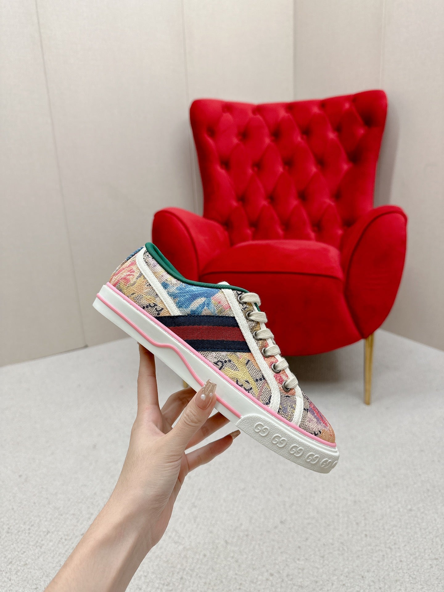 GUCCI 26S LOW TOP SNEAKERS IN MULTICOLOR CANVAS STYLE 13
