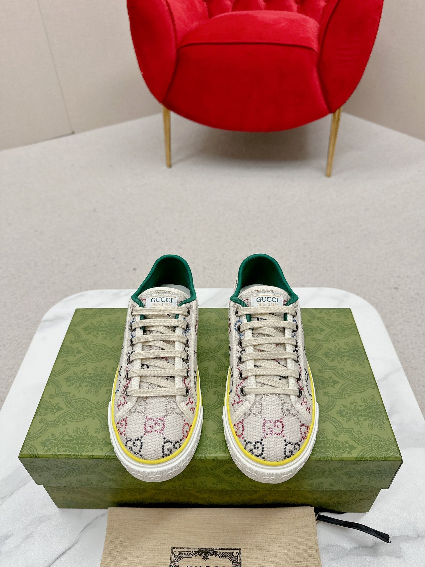 GUCCI 26S LOW TOP SNEAKERS IN MULTICOLOR CANVAS STYLE 16