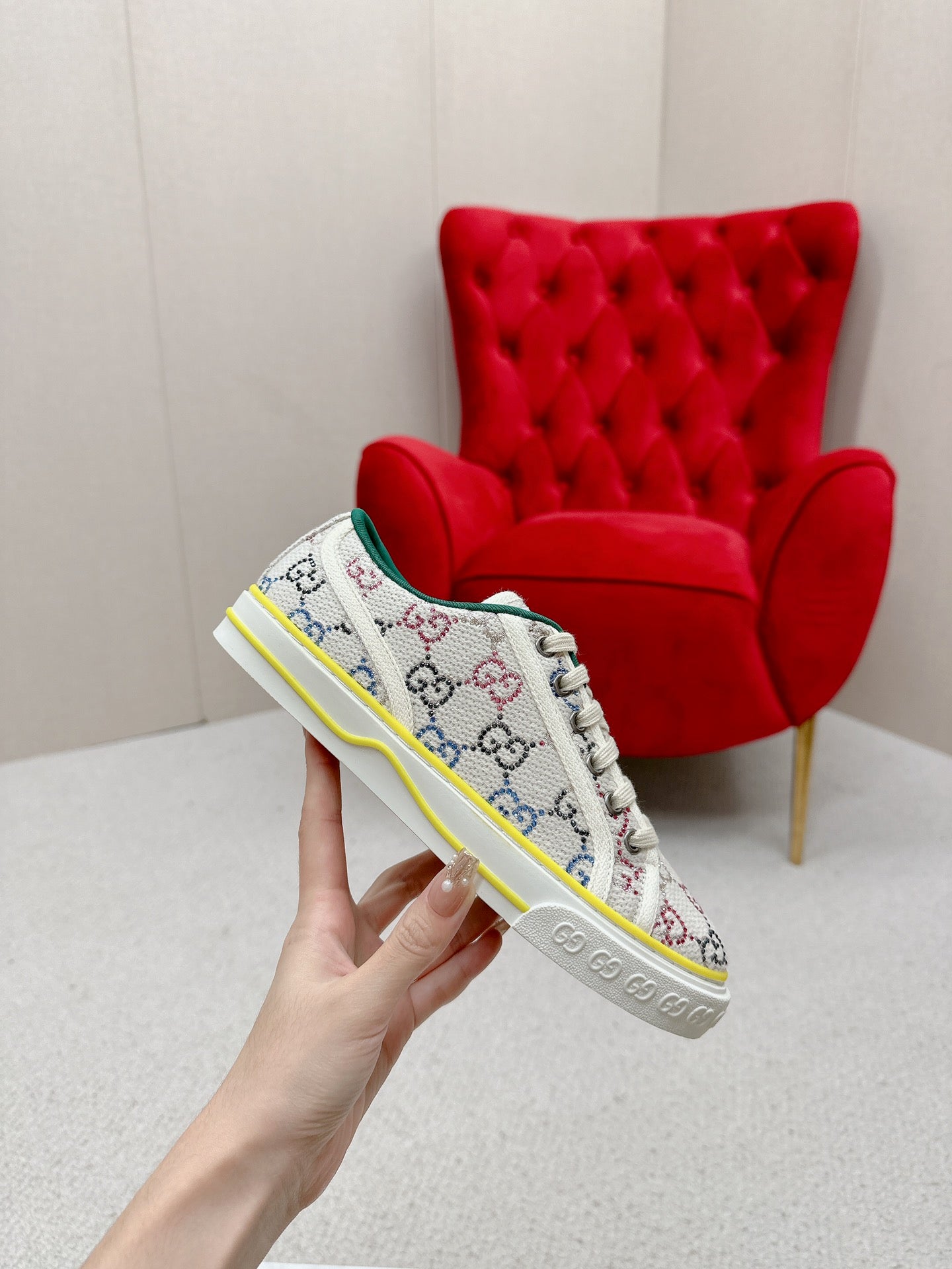 GUCCI 26S LOW TOP SNEAKERS IN MULTICOLOR CANVAS STYLE 16