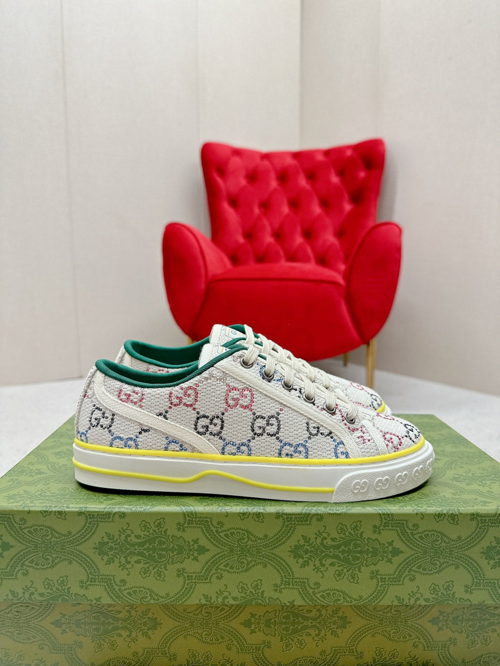GUCCI 26S LOW TOP SNEAKERS IN MULTICOLOR CANVAS STYLE 16