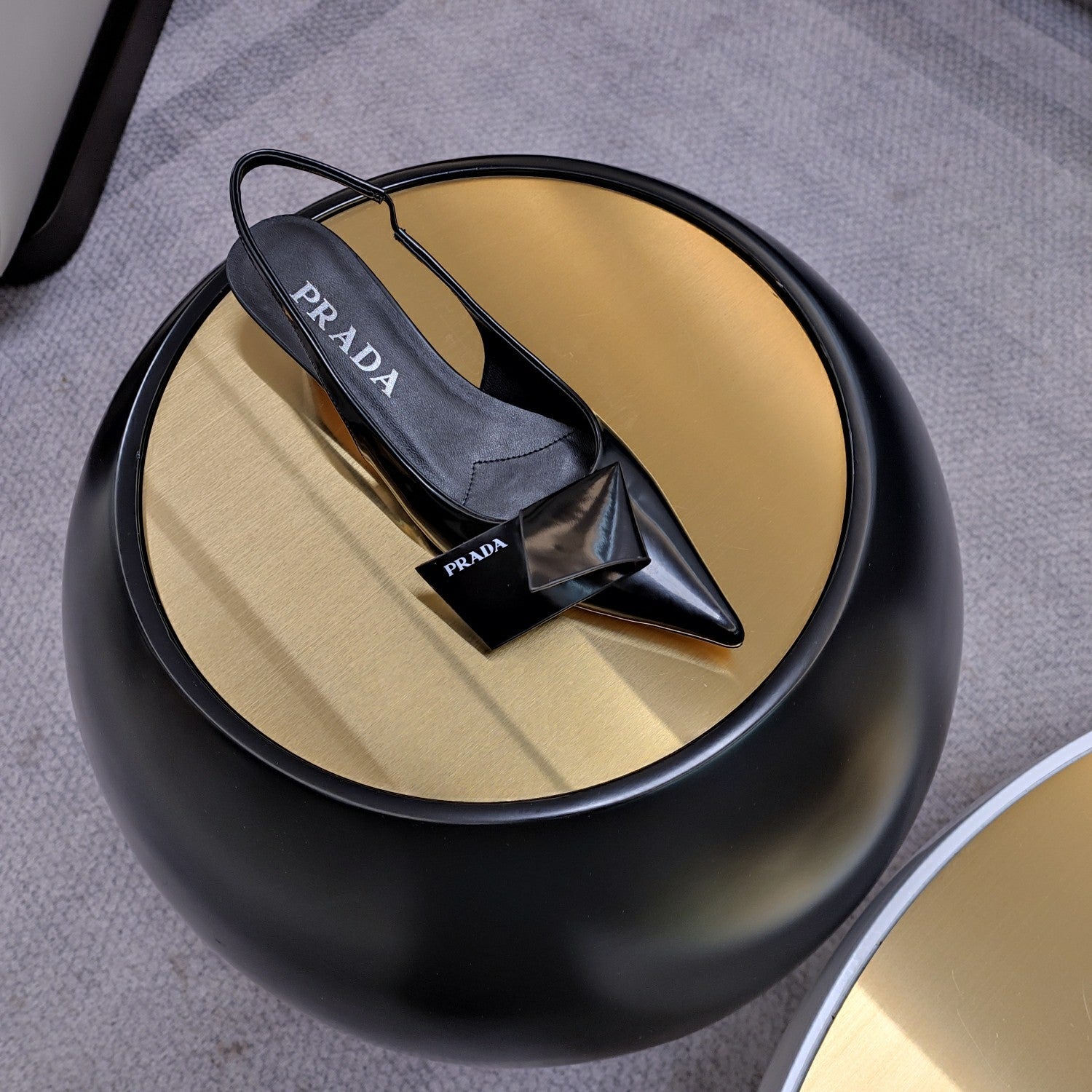 PRADA 26S SLINGBACK PUMPS 45MM IN BLACK SMOOTH CALFSKIN