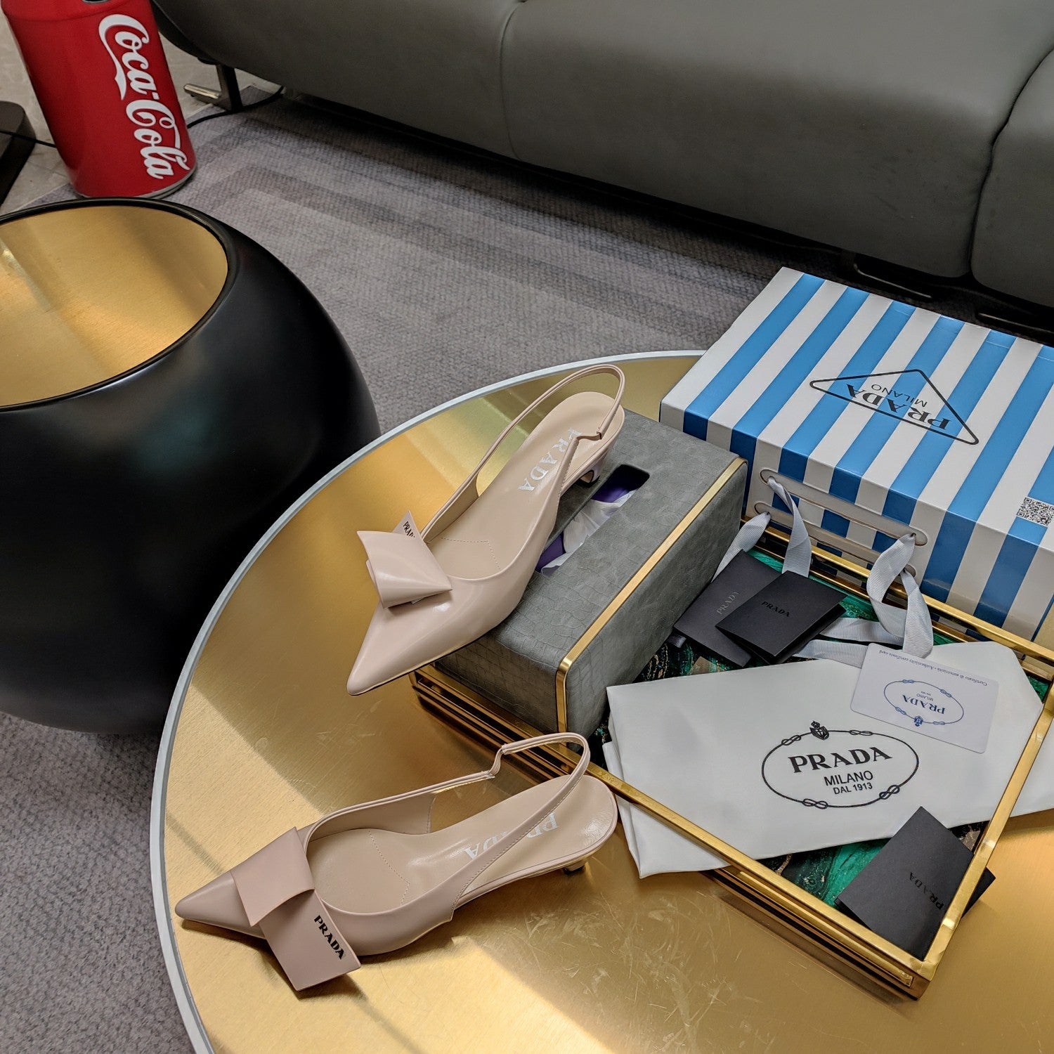 PRADA 26S SLINGBACK PUMPS 45MM IN NUDE BEIGE SMOOTH CALFSKIN