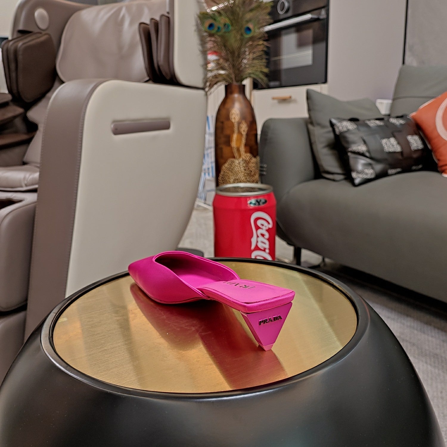 PRADA 26S SQUARE TOE MULES 40MM IN HOT PINK SATIN