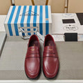 PRADA 26S LOAFERS 20MM IN BURGUNDY RED CALFSKIN