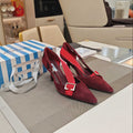 PRADA 26S POINTED-TOE HIGH-HEELED 70MM IN DARK RED SUEDE
