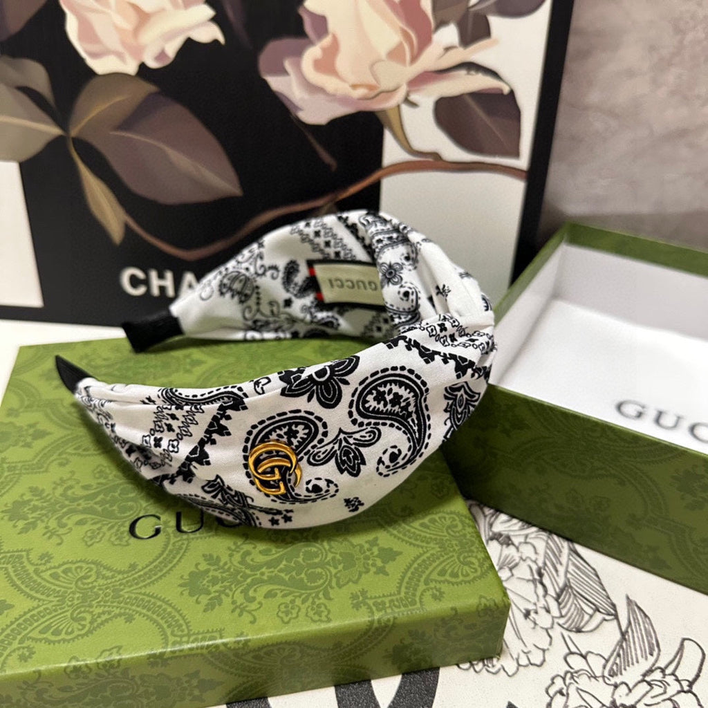 HAIRBAND IN WHITE AND BLACK PATTERN FABRIC 299347