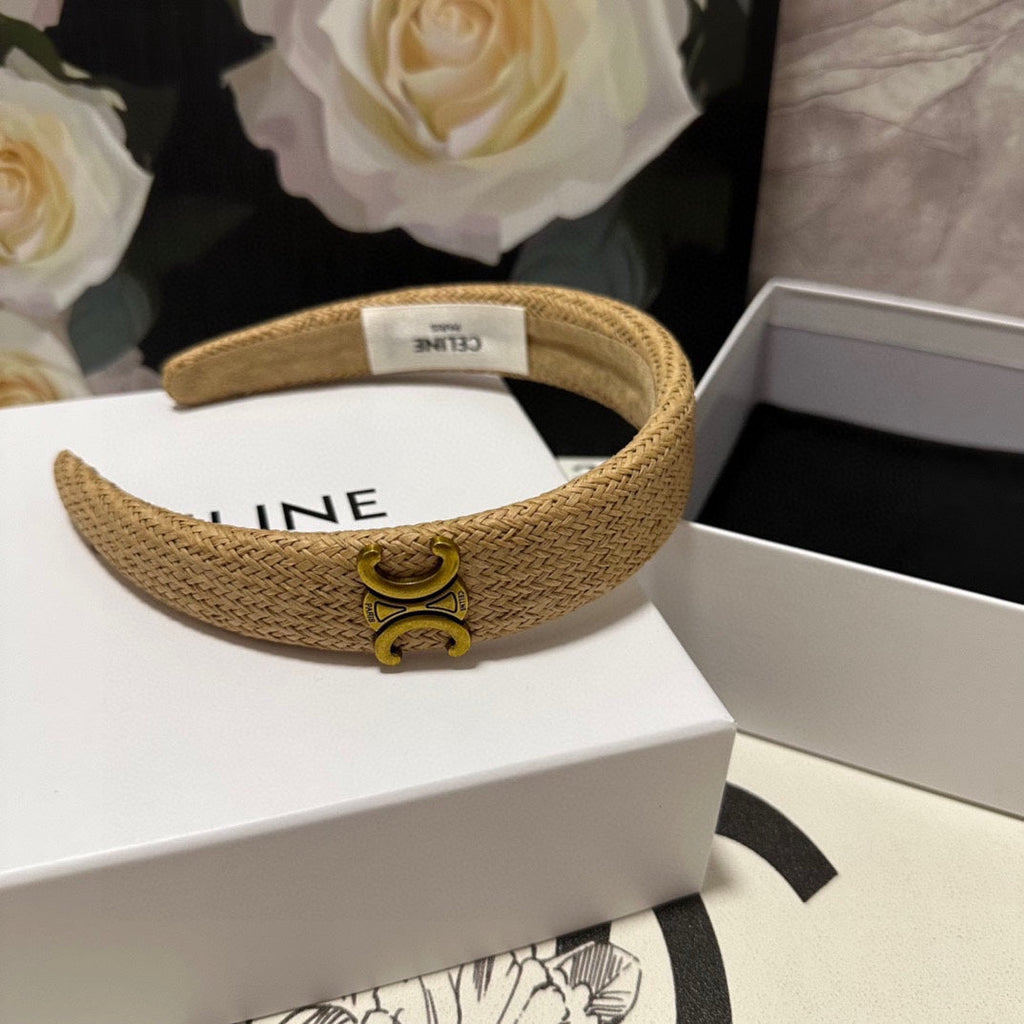 CAMEL BEIGE RAFFIA WOVEN HAIRBAND 400481