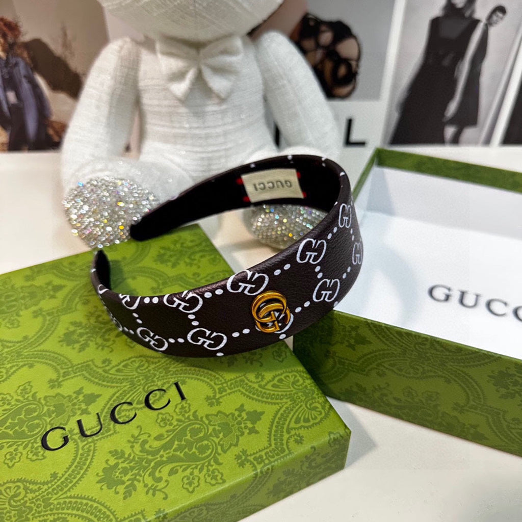 HEADBAND IN BLACK MONOGRAM PRINT LAMBSKIN 412506