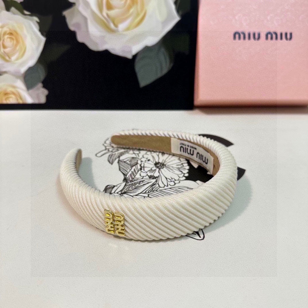 THICK HEADBAND IN WHITE CORDUROY 412477