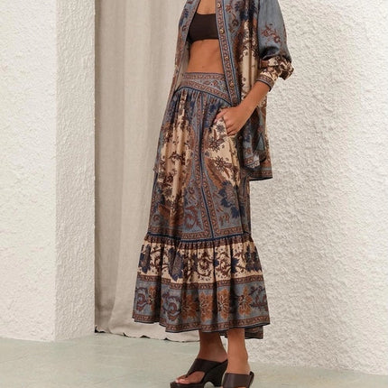 ZIMMERMANN 26S LONG-SLEEVE SHIRT & MAXI SKIRT SET 235