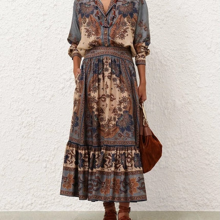 ZIMMERMANN 26S LONG-SLEEVE SHIRT & MAXI SKIRT SET 235
