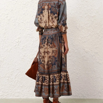 ZIMMERMANN 26S LONG-SLEEVE SHIRT & MAXI SKIRT SET 235