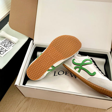 LOEWE 26S BALLET RUNNER 2.0 IN LIGHT GRAY SUEDE AND WHITE NYLON