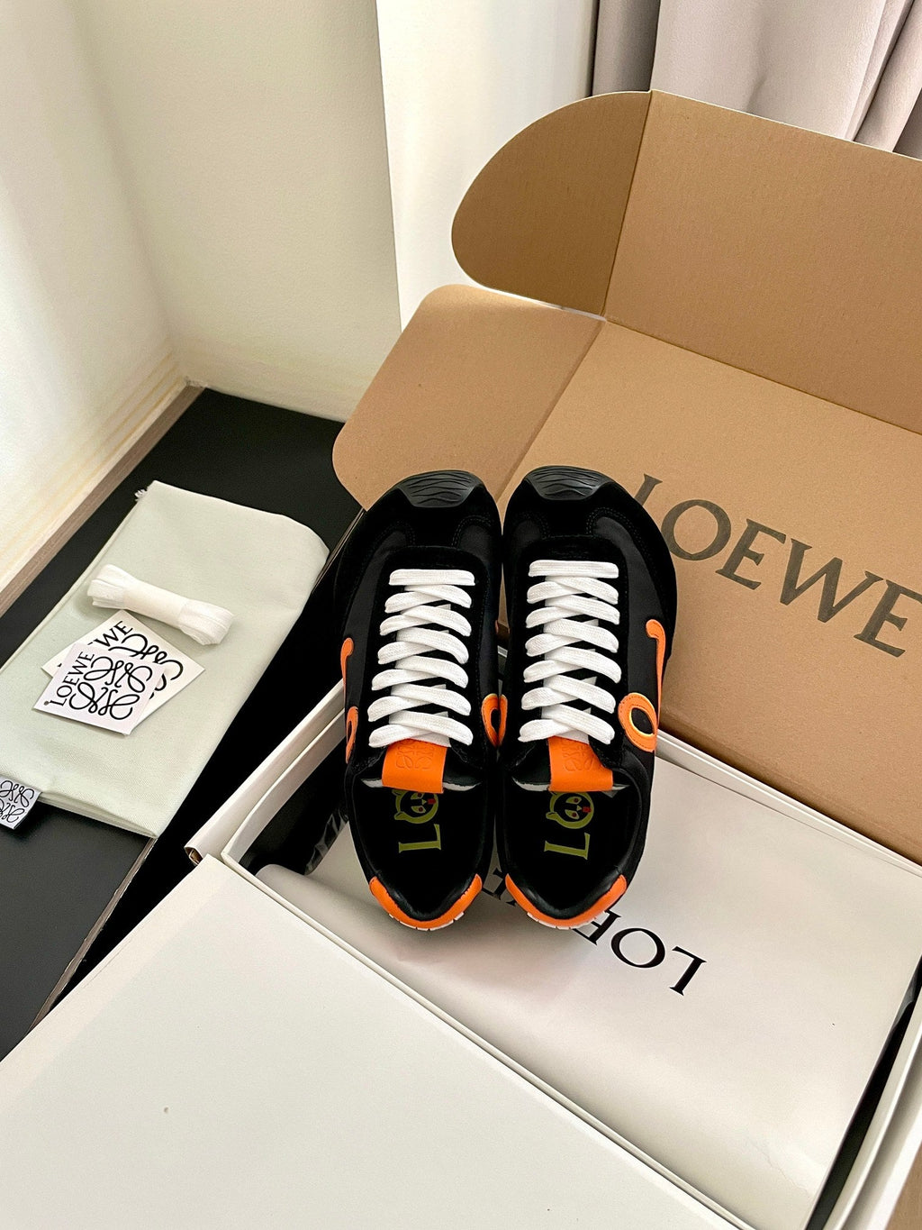 LOEWE 26S BALLET RUNNER 2.0 IN BLACK SUEDE AND NYLON