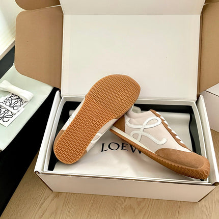 LOEWE 26S BALLET RUNNER 2.0 IN BROWN SUEDE AND BEIGE NYLON