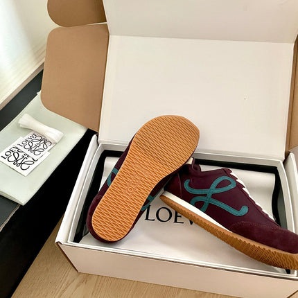 LOEWE 26S BALLET RUNNER 2.0 IN WINE RED SUEDE AND NYLON