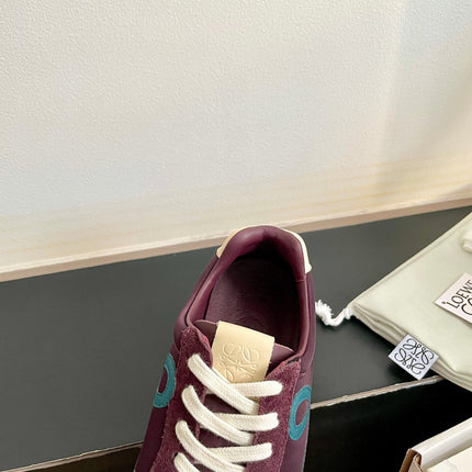 LOEWE 26S BALLET RUNNER 2.0 IN WINE RED SUEDE AND NYLON